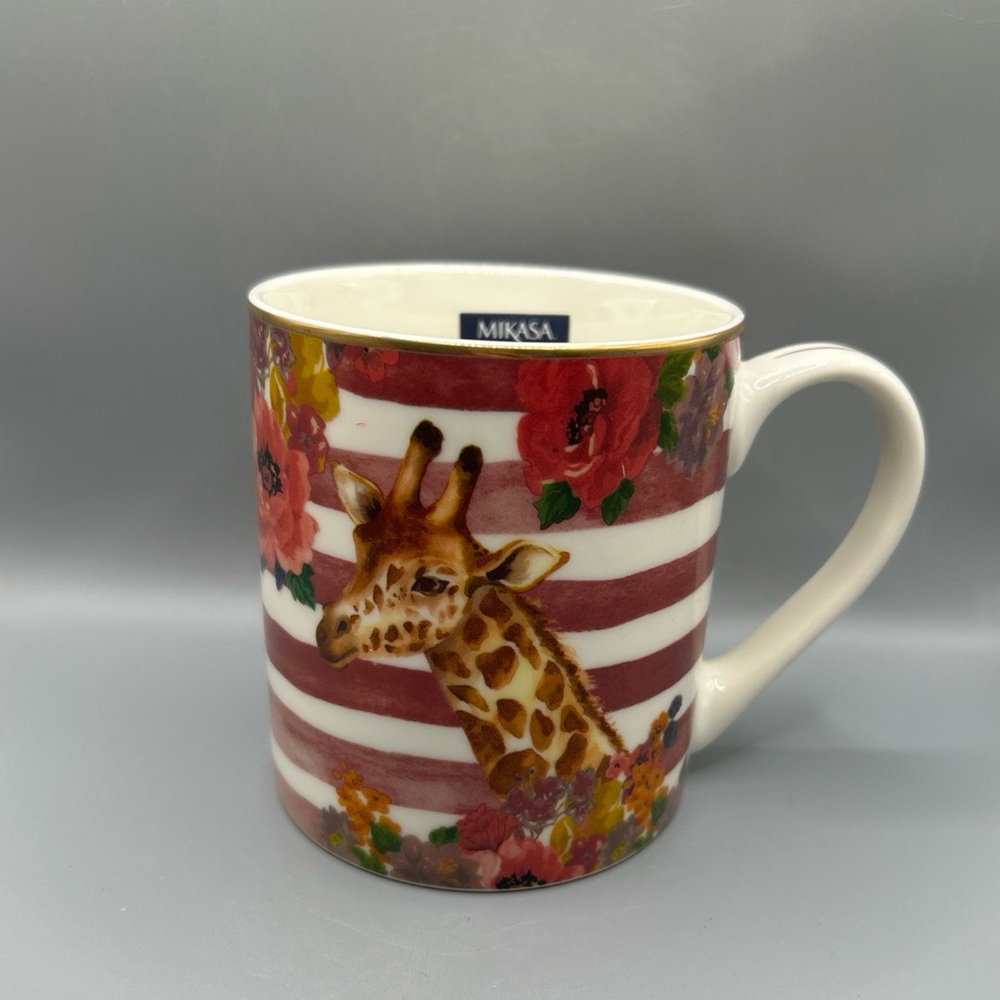 Mikasa Floral Wild At Heart GIRAFFE Mug Shabby Chic 16oz NEW